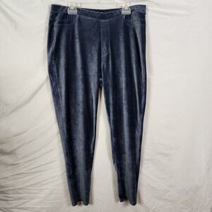 DASH da-sh Size XL Blue Velvet Ribbed Knit Pull On Jeggings Velour Casual Pants